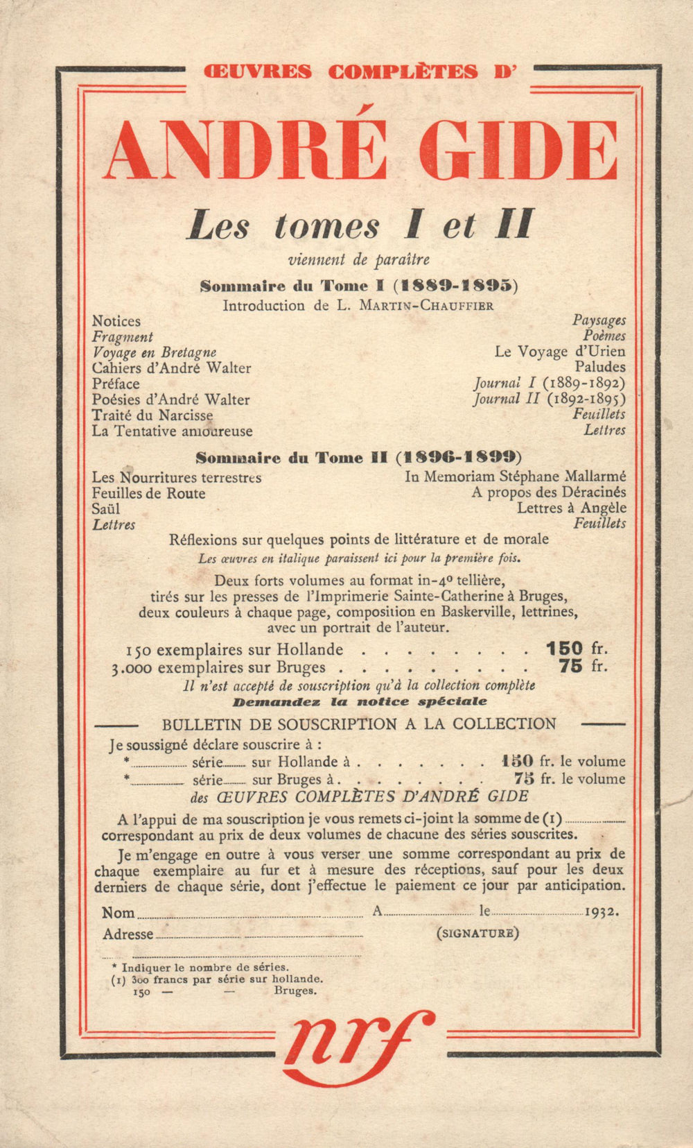 La Nouvelle Revue Française N° 232 (Janvier 1933)