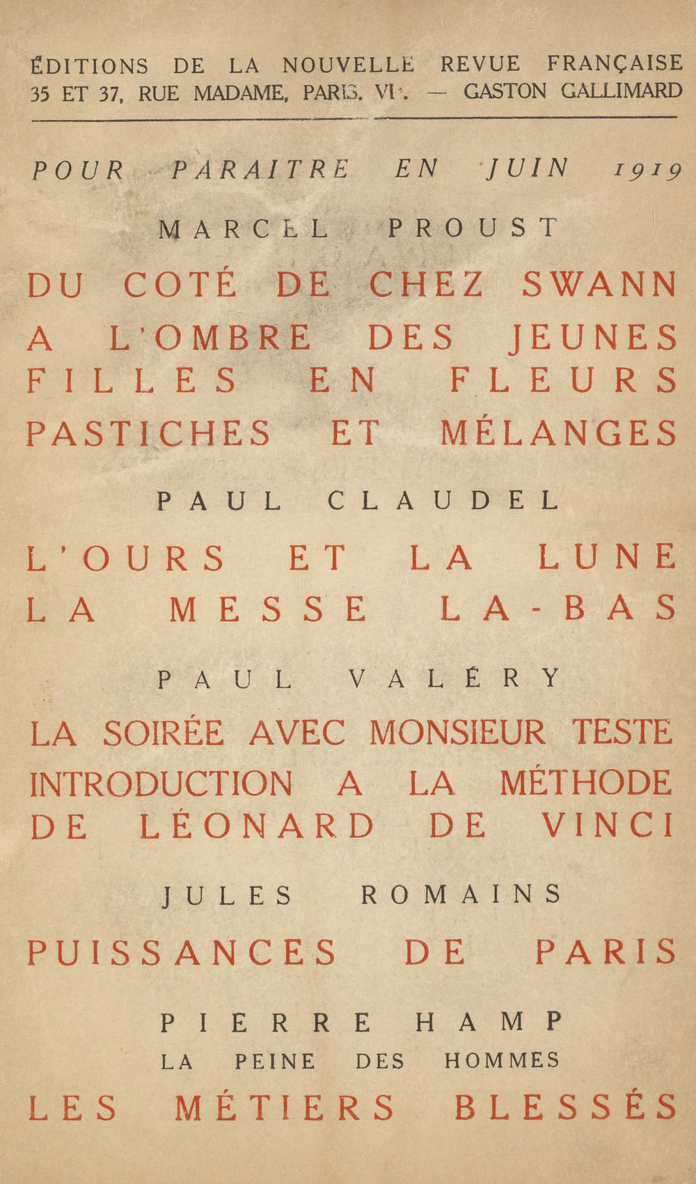 La Nouvelle Revue Française N' 69 (Juin 1919)