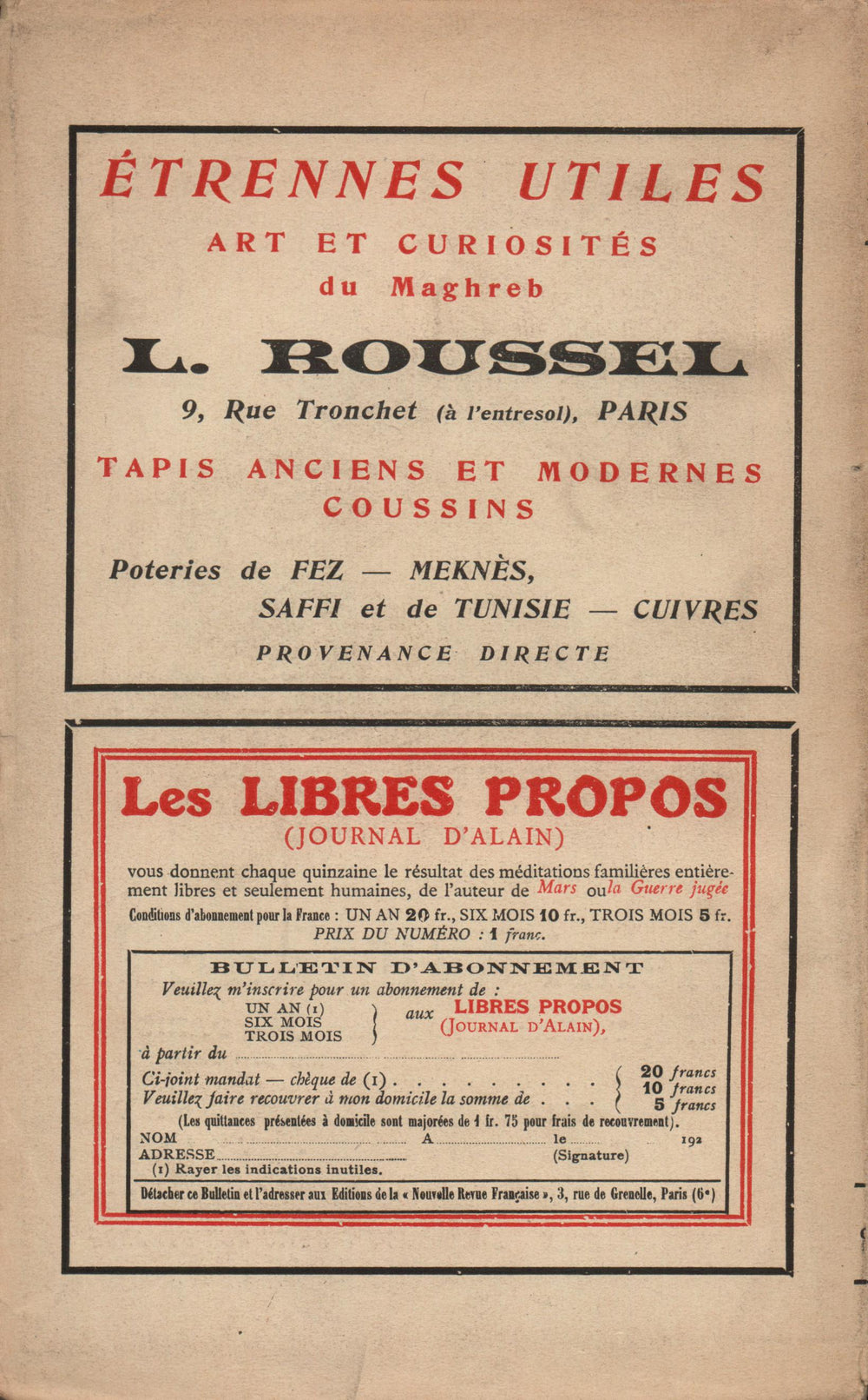 La Nouvelle Revue Française N' 123 (Décembre 1923)