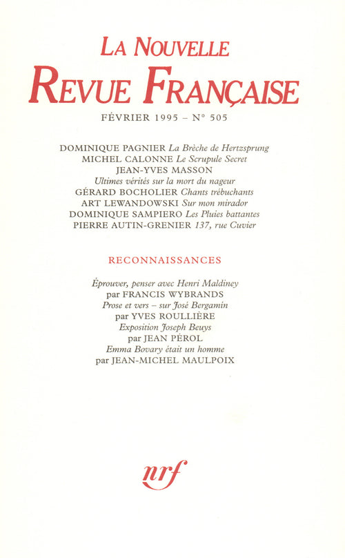 La Nouvelle Revue Française N° 505