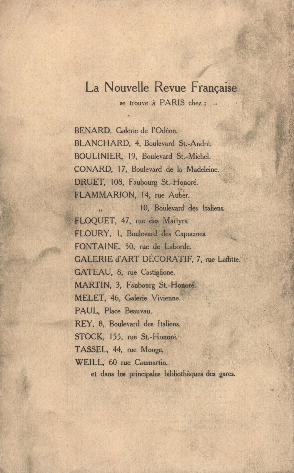 La Nouvelle Revue Française N' 19 (Juillet 1910)