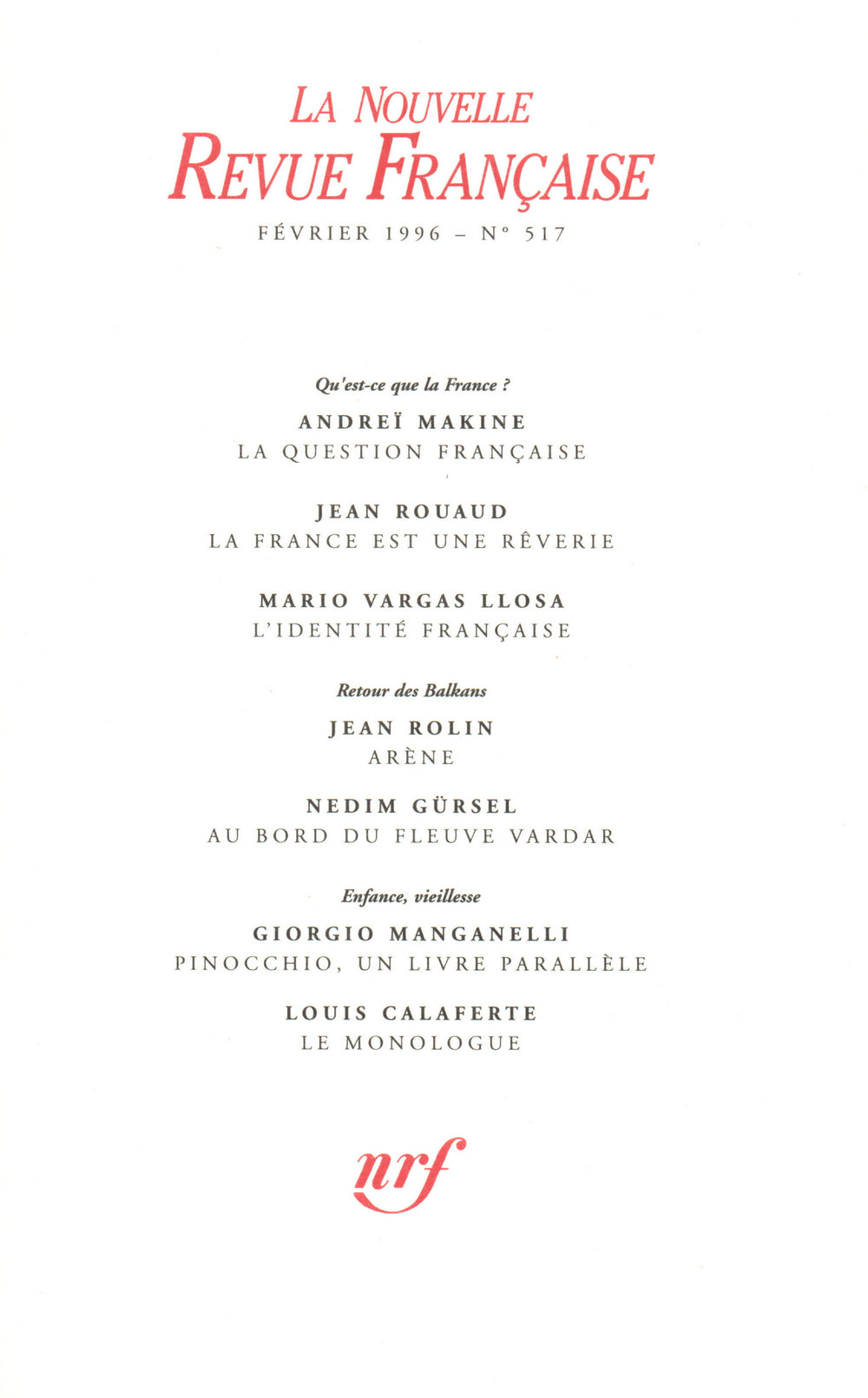 La Nouvelle Revue Française N° 517