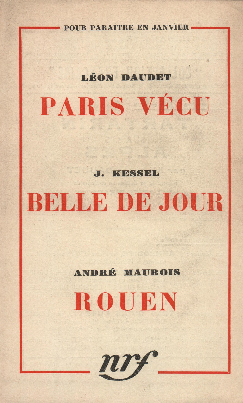 La Nouvelle Revue Française N' 184 (Janvier 1929)