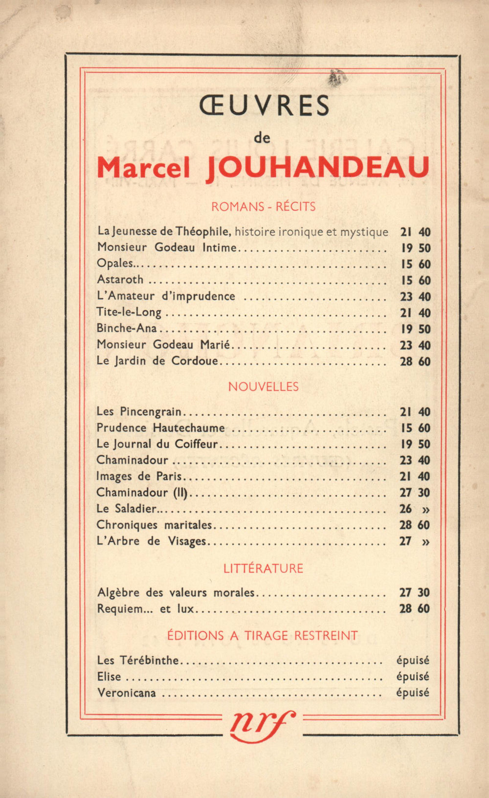 La Nouvelle Revue Française N' 339 (Mai 1942)