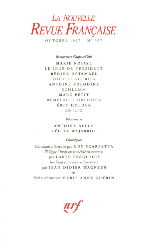 La Nouvelle Revue Française N° 537