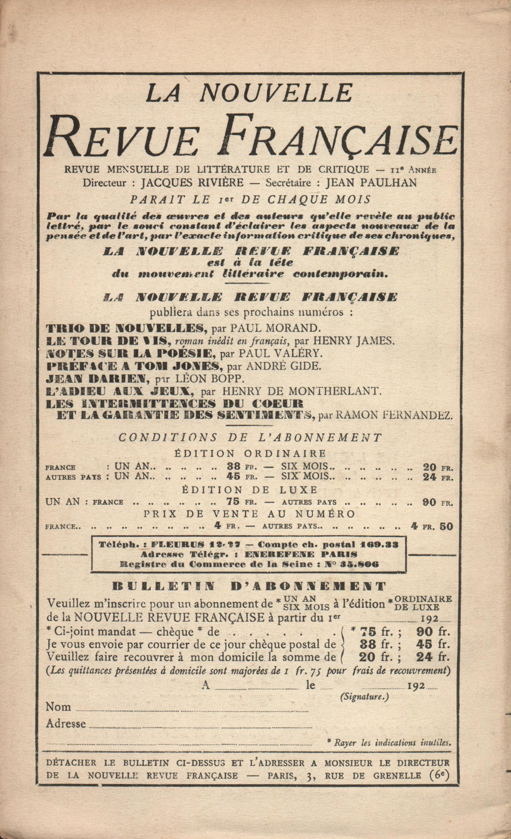 La Nouvelle Revue Française N' 126 (Mars 1924)