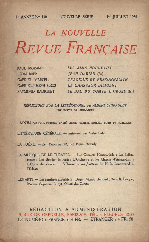 La Nouvelle Revue Française N' 130 (Juillet 1924)
