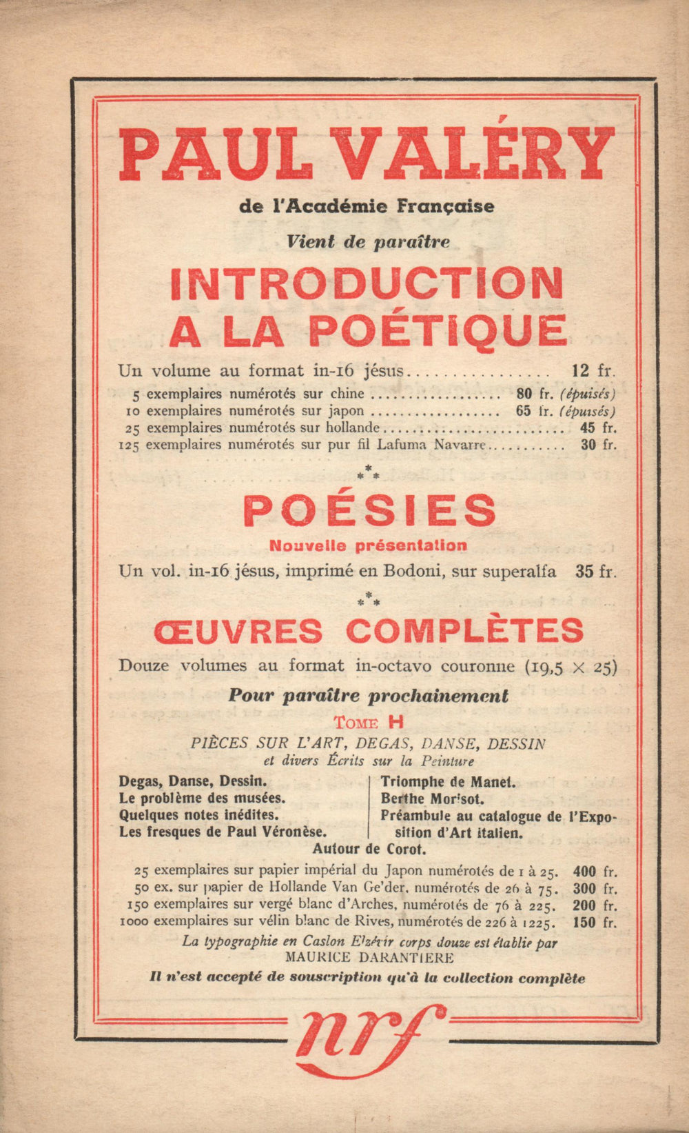 La Nouvelle Revue Française N° 294 (Mars 1938)