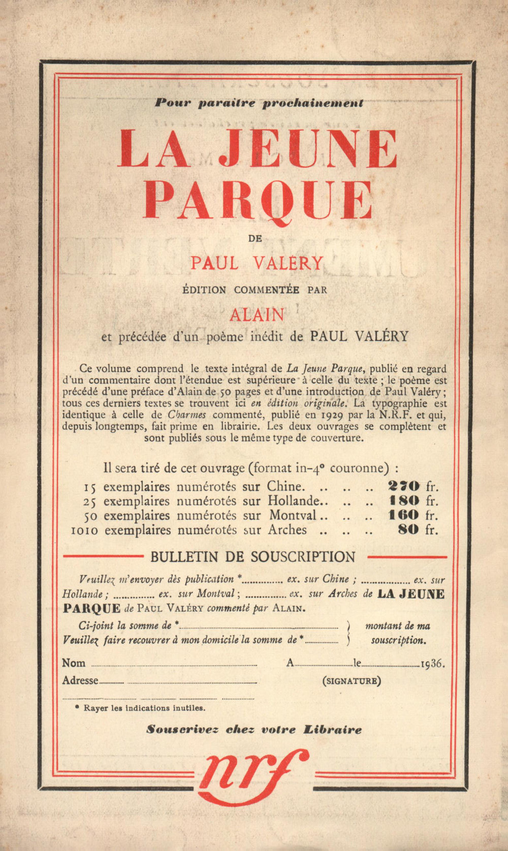 La Nouvelle Revue Française N° 270 (Mars 1936)