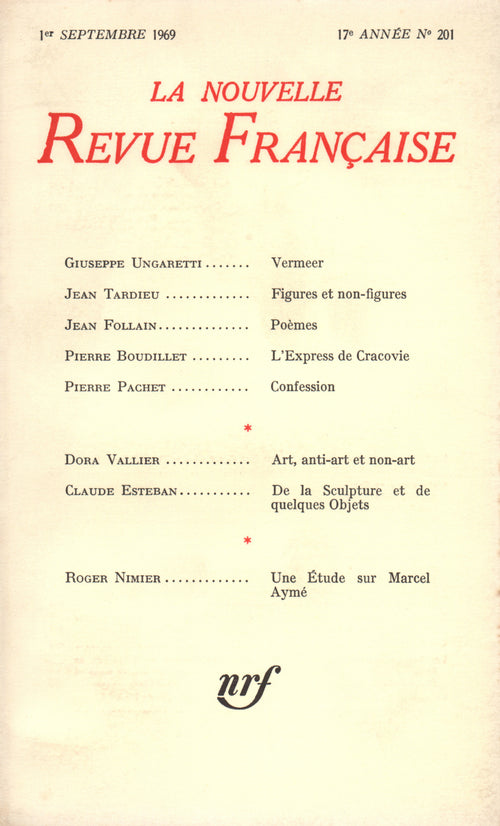 La Nouvelle Revue Française n° 201 (Septembre 1969)
