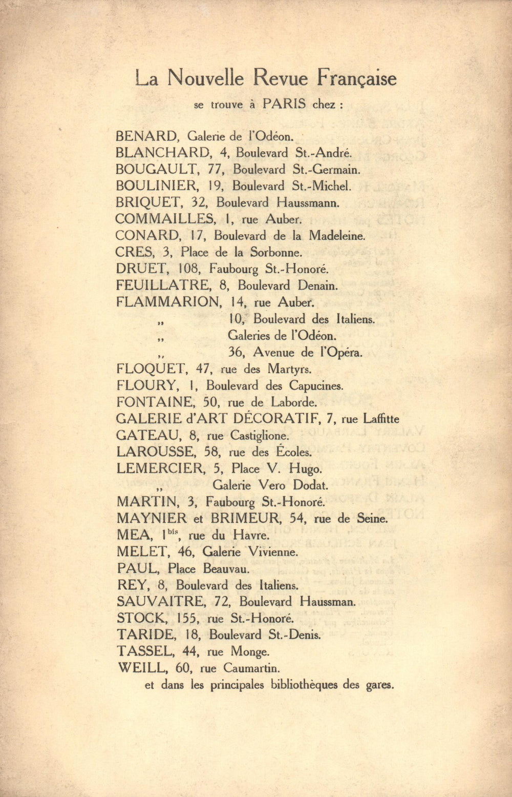 La Nouvelle Revue Française N' 34 (Octobre 1911)