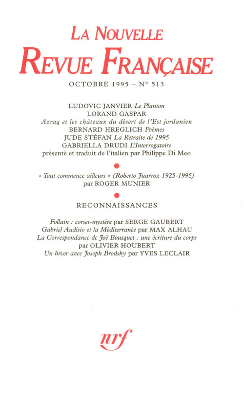 La Nouvelle Revue Française N° 513