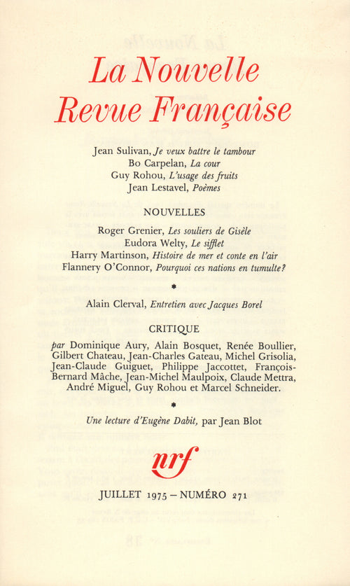 La Nouvelle Revue Française N° 271