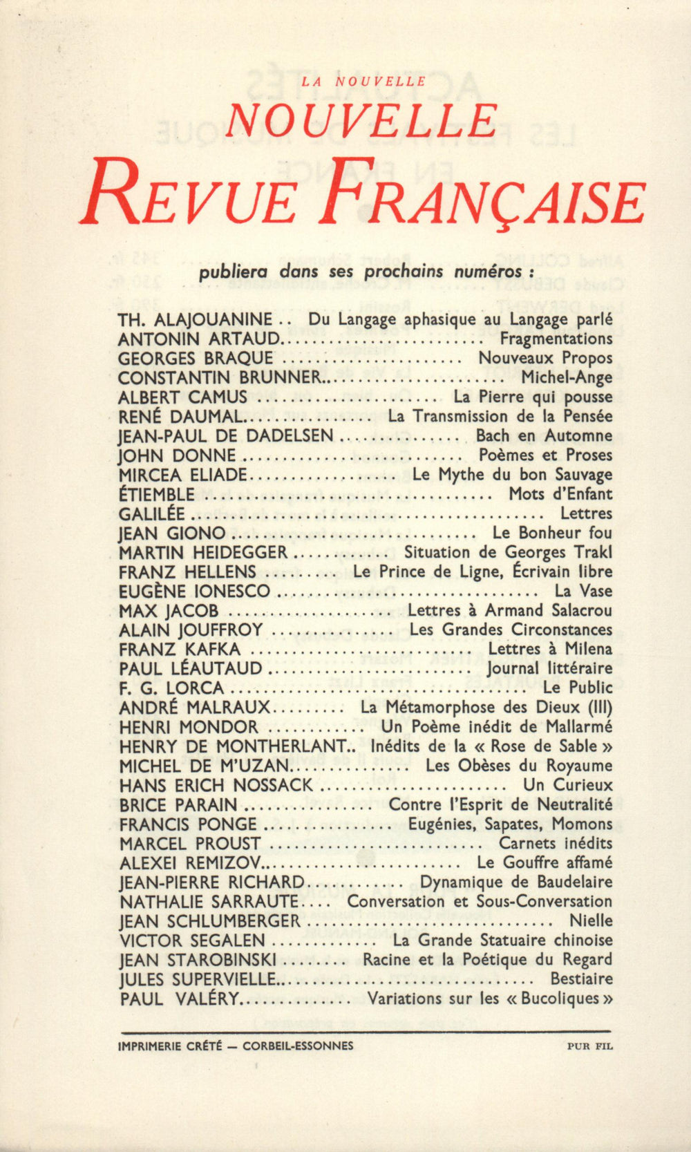 La Nouvelle Nouvelle Revue Française N' 31 (Juillet 1955)