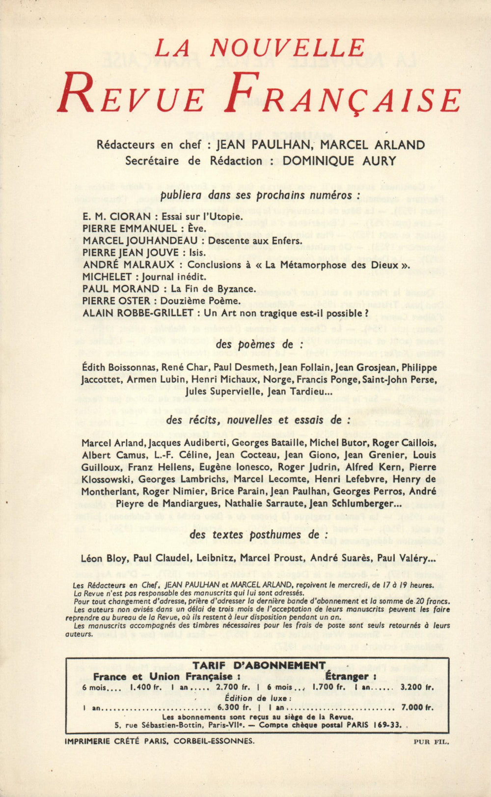 La Nouvelle Nouvelle Revue Française N' 66 (Juin 1958)