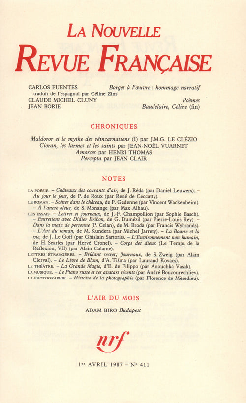 La Nouvelle Revue Française N° 411