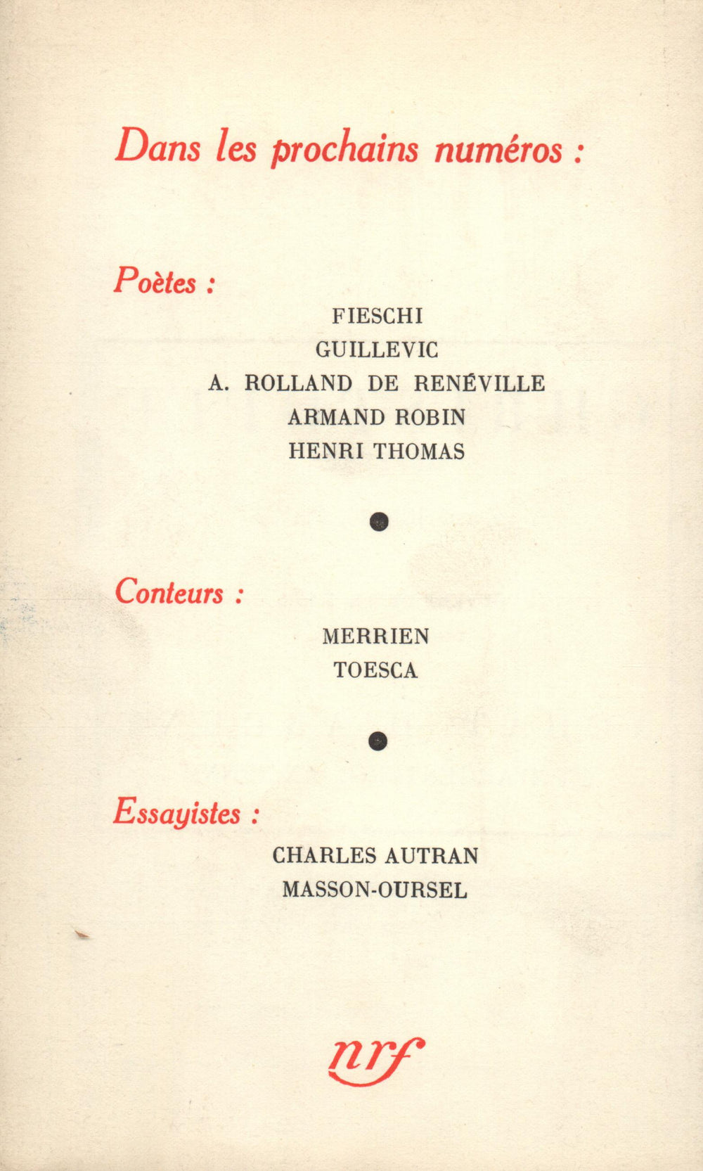 La Nouvelle Revue Française N' 326 (Avril 1941)
