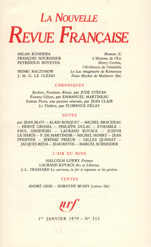 La Nouvelle Revue Française N° 312