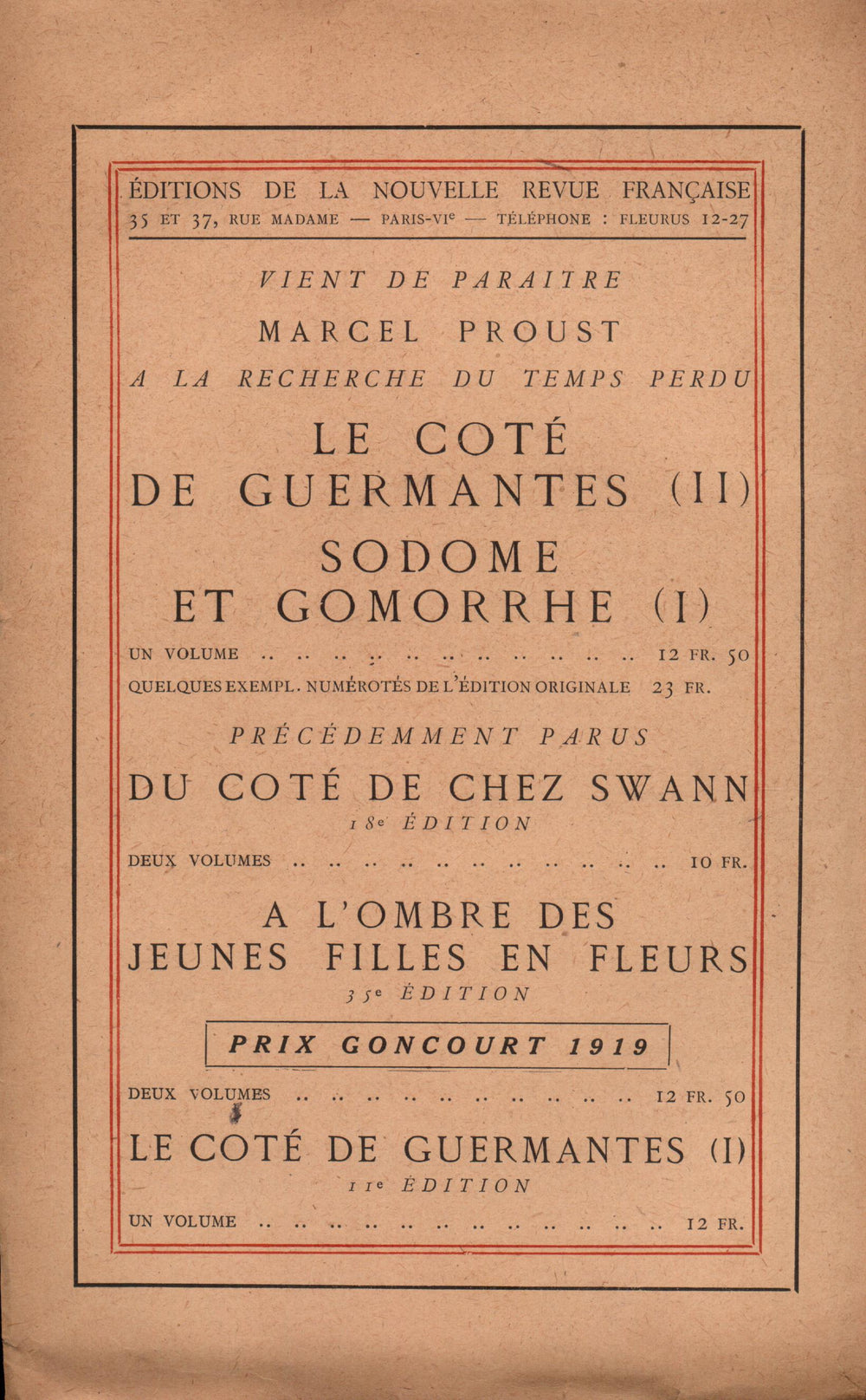 La Nouvelle Revue Française N' 92 (Mai 1921)