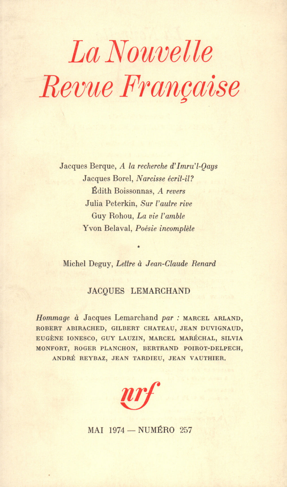 Jacques Lemarchand N° 257