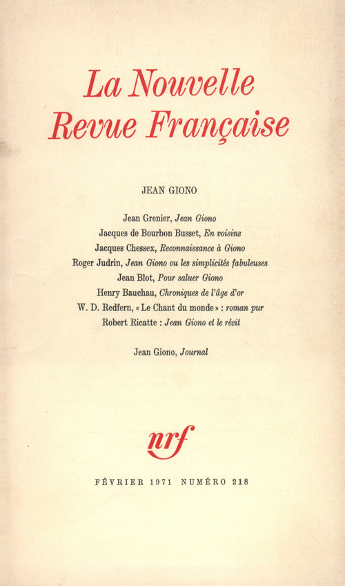 Jean Giono N° 218