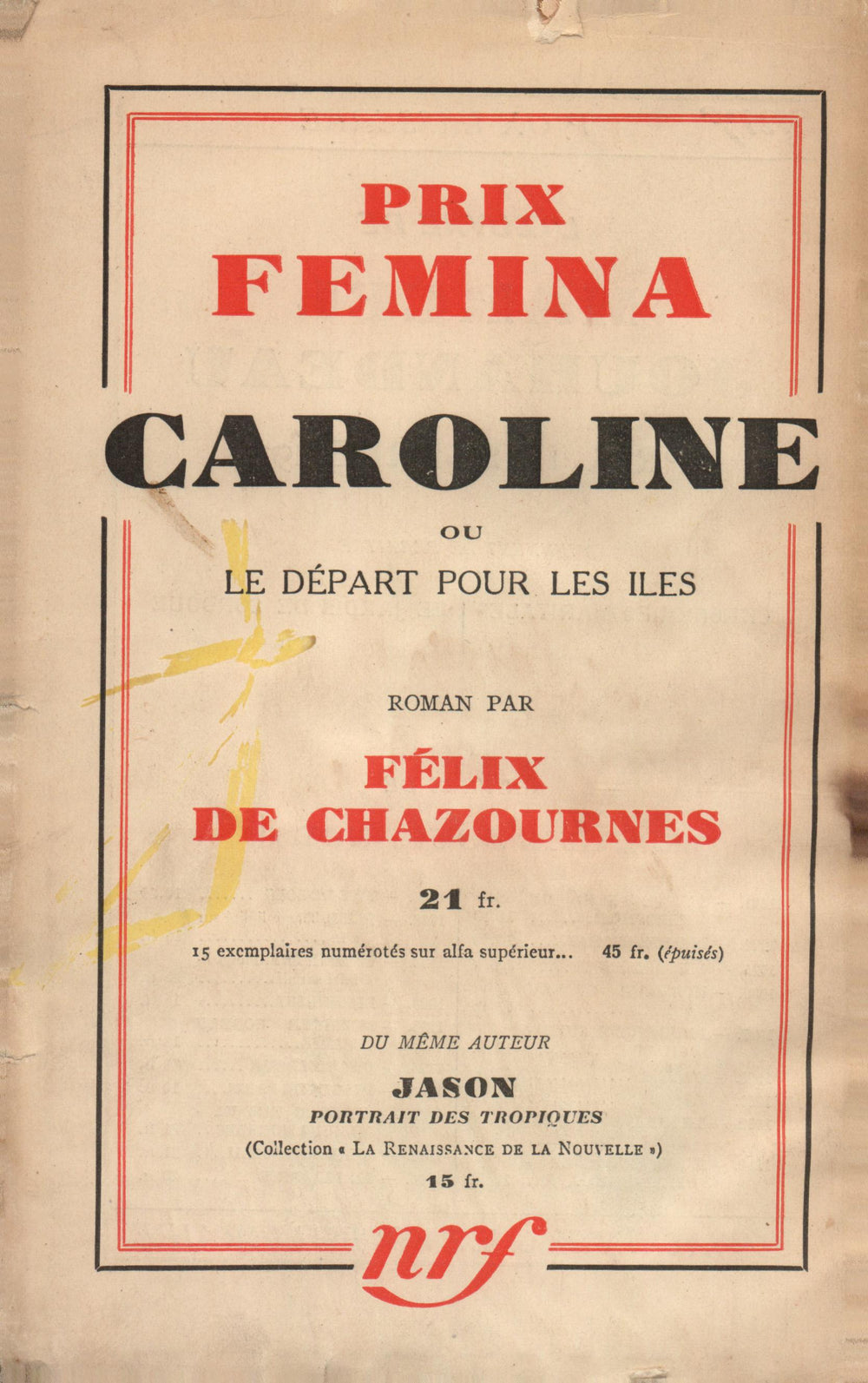 La Nouvelle Revue Française N' 304 (Janvier 1939)
