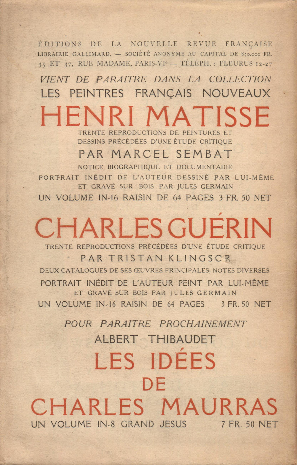 La Nouvelle Revue Française N' 77 (Février 1920)
